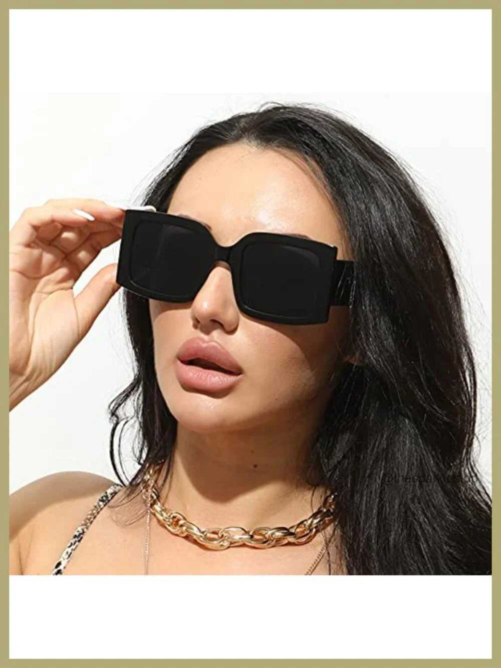 Vintage Oversized Square Sunglasses Women Men UV400 Protection Retro Trendy